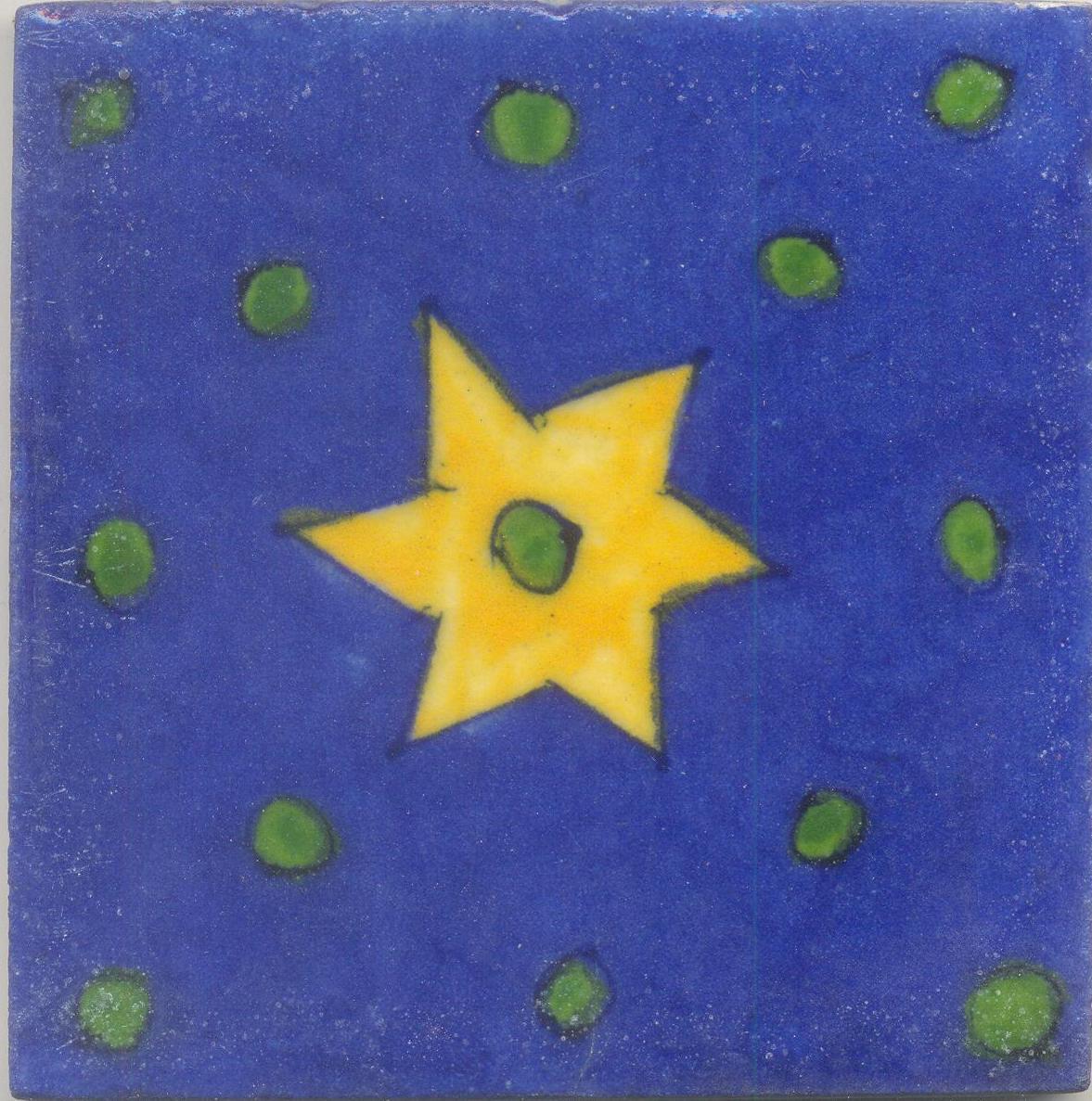 Yellow Dots with Blue Star Logo - Yellow Star and Green dots with Blue Base Tile