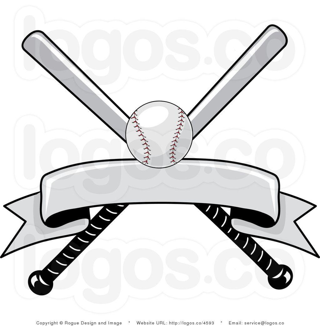 Bat and Ball Logo - Royalty Free Baseball Bat and Ball with Blank Banner Logo | Little ...