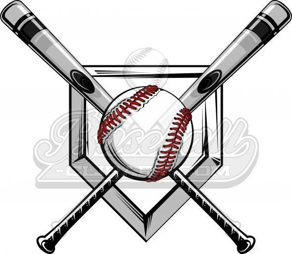 Crossed Bats and Softball Logo - Crossed Baseball Bats Logo. Baseball Bats Image with Baseball ...