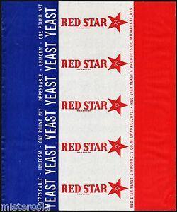 Red Star Yeast Logo - Vintage wrapper RED STAR YEAST Milwaukee Wisconsin unused new old ...