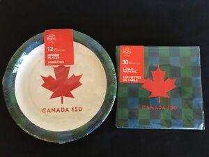 Red Maple Leaf Red Circle Logo - Canada Day Paper Plates and Napkins! 150 Red Maple Leaf Logo! Ships ...