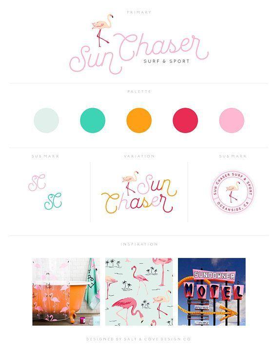 Hipster Sun Logo - Premade brand package · sun chaser · retro beach branding · hipster ...