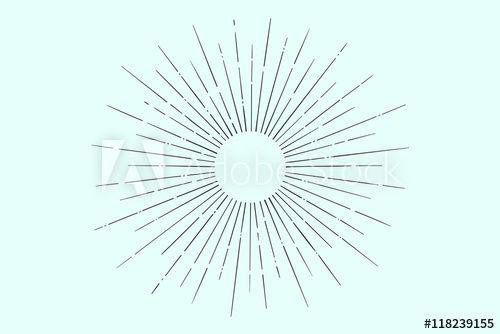 Hipster Sun Logo - Light rays, sunburst and rays of sun. Linear drawing. Vintage ...