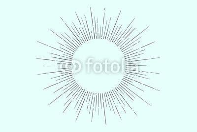 Hipster Sun Logo - Light rays, sunburst and rays of sun. Linear drawing. Vintage ...