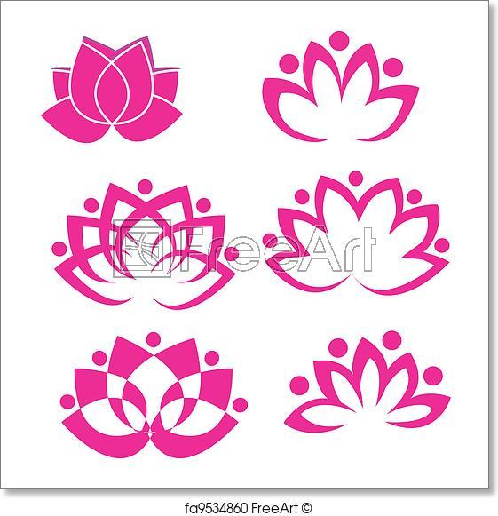 Lotus Flower Graphic Logo - Free art print of Set of lotus flowers logo vector