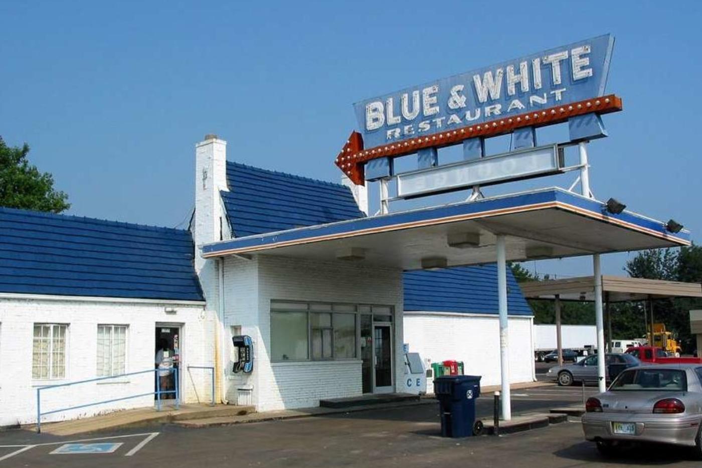Blue and White Restaurant Logo - Blue & White Restaurant | Roadfood