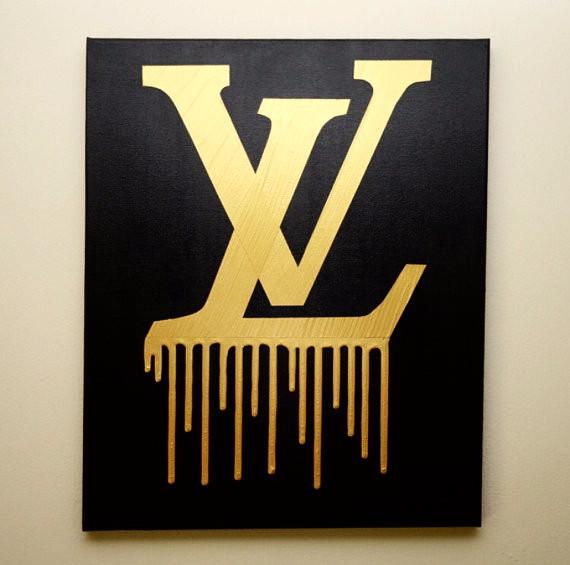 LV Gold Logo - LV DRIP - BLACK / GOLD – Tiffany Ussery Artwork