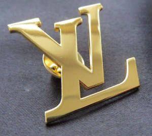 Gold LV Logo - AUTH Louis Vuitton 24K Gold Logo Pin Brooch Jewelry Handbag GG CC LV ...