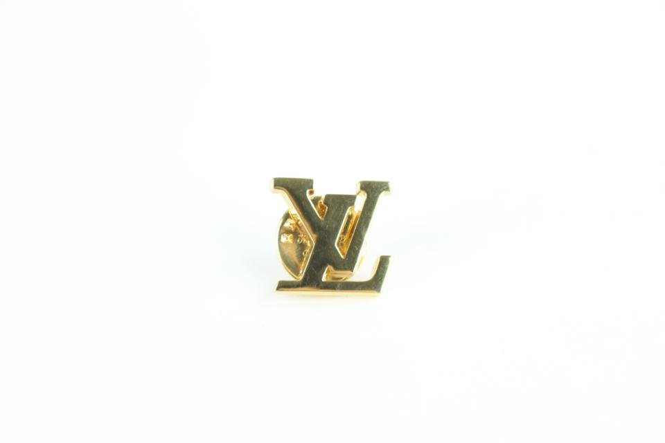 Gold LV Logo - Louis Vuitton Gold Tone Lv Logo 6lz0123 Brooch Pin