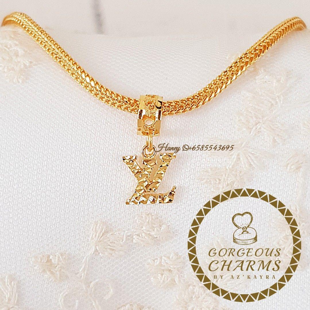 Gold LV Logo - 916 Gold Charm Lv Logo 1c Dangle, Women's Fashion, Jewellery, Others ...