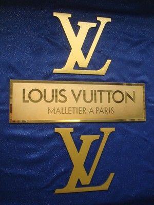 LV Gold Logo - LOUIS VUITTON Trunk Gold LV Monogram Logo French Store Display ...