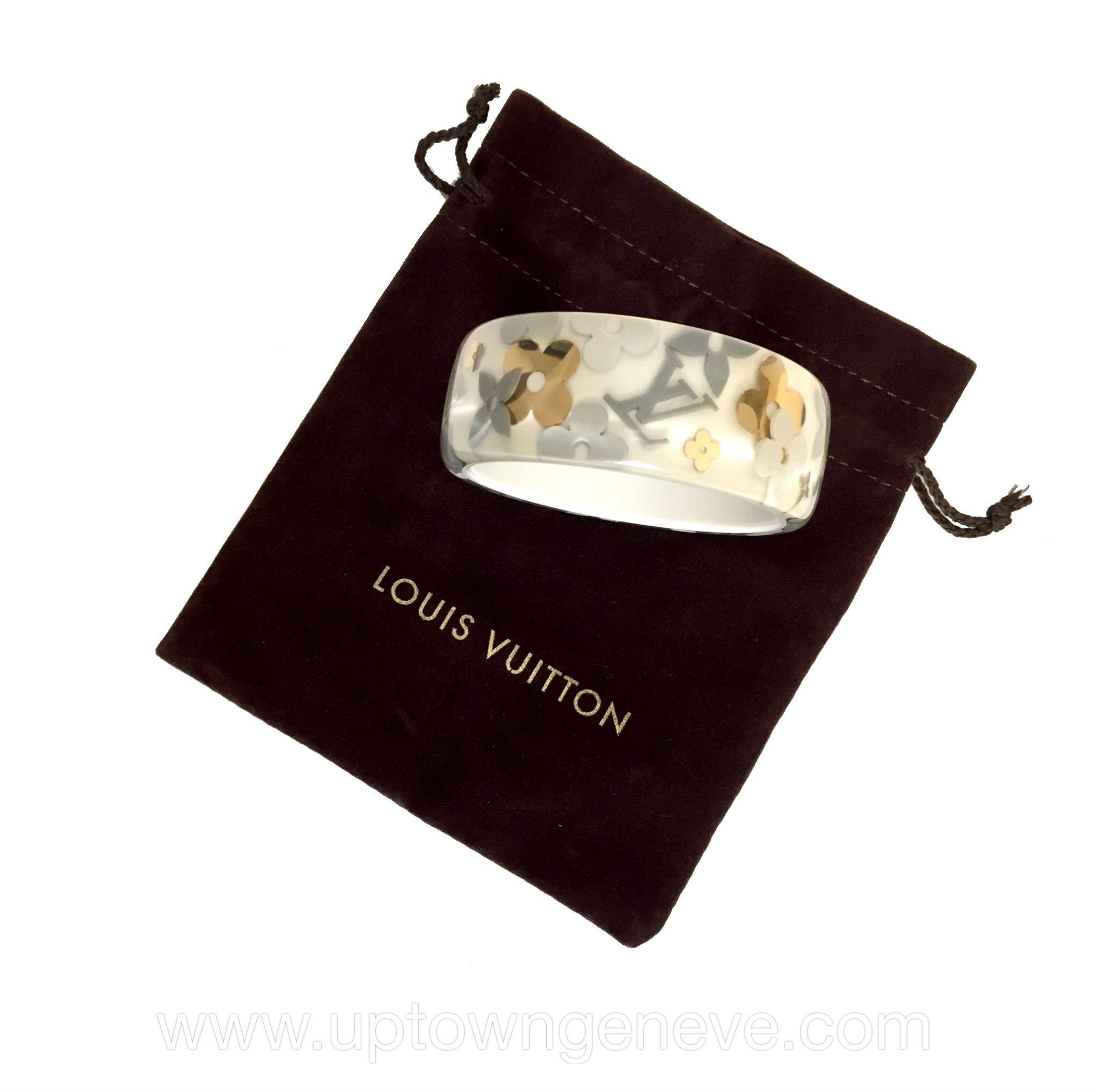 Louis Vuitton Small Logo - Louis Vuitton grey resin bracelet with gold LV logos - Downtown ...