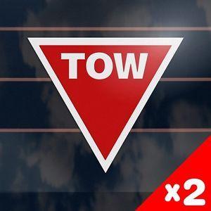 Three-Point Red Triangle Logo - 2 x TOW Point Stickers 100mm triangle cams approved racing rally ...