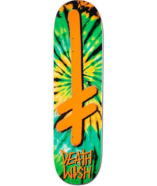 Death Wish Skate Logo - Deathwish Gang Logo Orange Tie Dye 8.25 Skateboard Deck