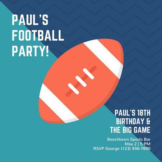 For Red Blue Orange Football Logo - Blue Orange Football Party Sports Invitation - Templates by Canva