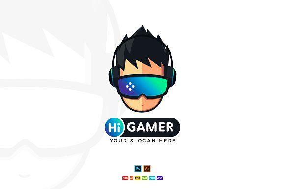Cartoon Gaming Logo - Hi Gamer - Gaming Logo Design ~ Logo Templates ~ Creative Market