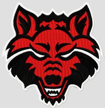 College Red Logo - Arkansas State Red Wolves college logo machine embroidery design