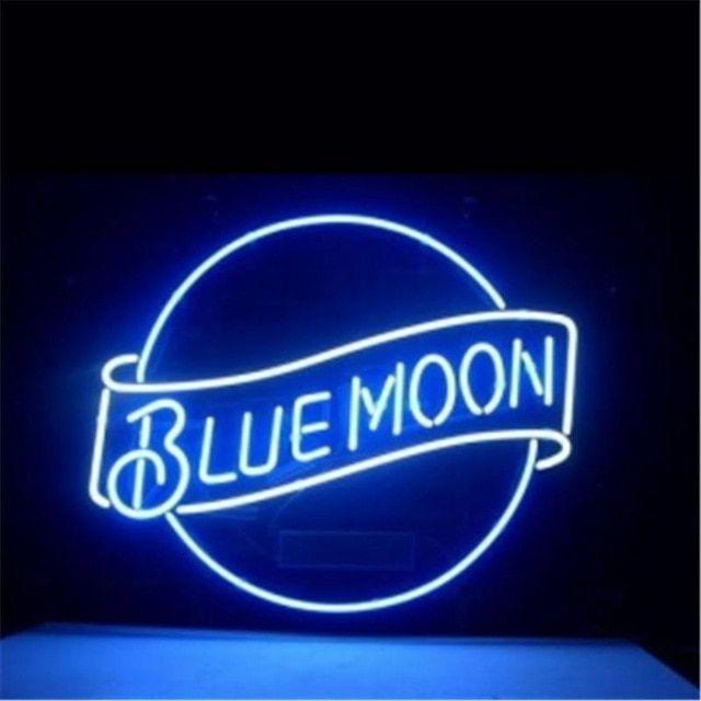 Blue Moon Logo - BLUE MOON LOGO HANDICRAFT NEON SIGN REAL GLASS TUBE LIGHT BEER BAR