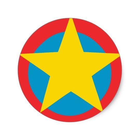 Yellow Star Circle Logo - Yellow Star Blue and Red Circles Classic Round Sticker | Zazzle.co.uk