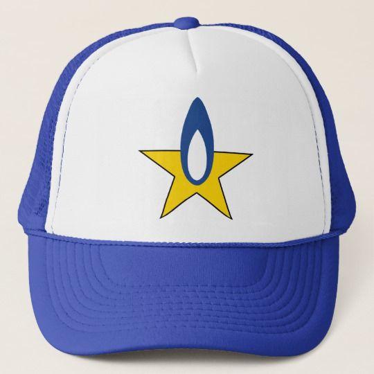 Blue and Yellow Star Logo - Strickland Propane Blue Flame Yellow Star Logo Trucker Hat. Zazzle