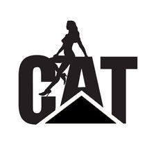 Black and White Caterpillar Logo - Cat Logo With Lady Girl Sticker Film Deco Badge Emblem | eBay