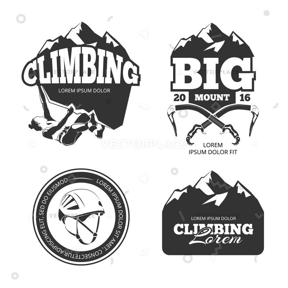 Climbing Logo - Vintage Mountain Climbing Logo Set Rock Vector Illustration 24069