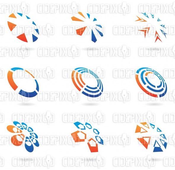 Abstract Circle Logo - blue and orange abstract circle logos in perspective