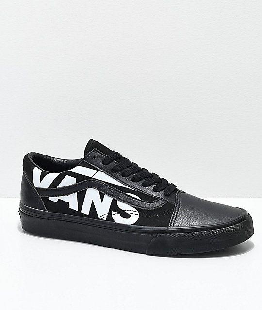 Black and White Vans Logo - Vans Old Skool White Logo Black Skate Shoes | Zumiez