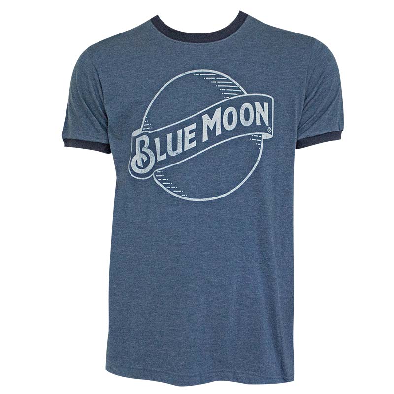 Blue Moon Logo - Blue Moon Logo Men's Navy Blue Ringer T-Shirt