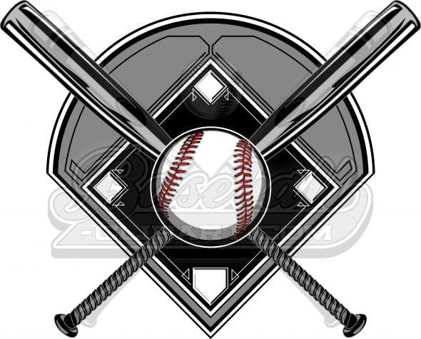 Baseball Field Logo - Baseball Diamond Clipart Logo. Baseball Bats Image with Baseball.