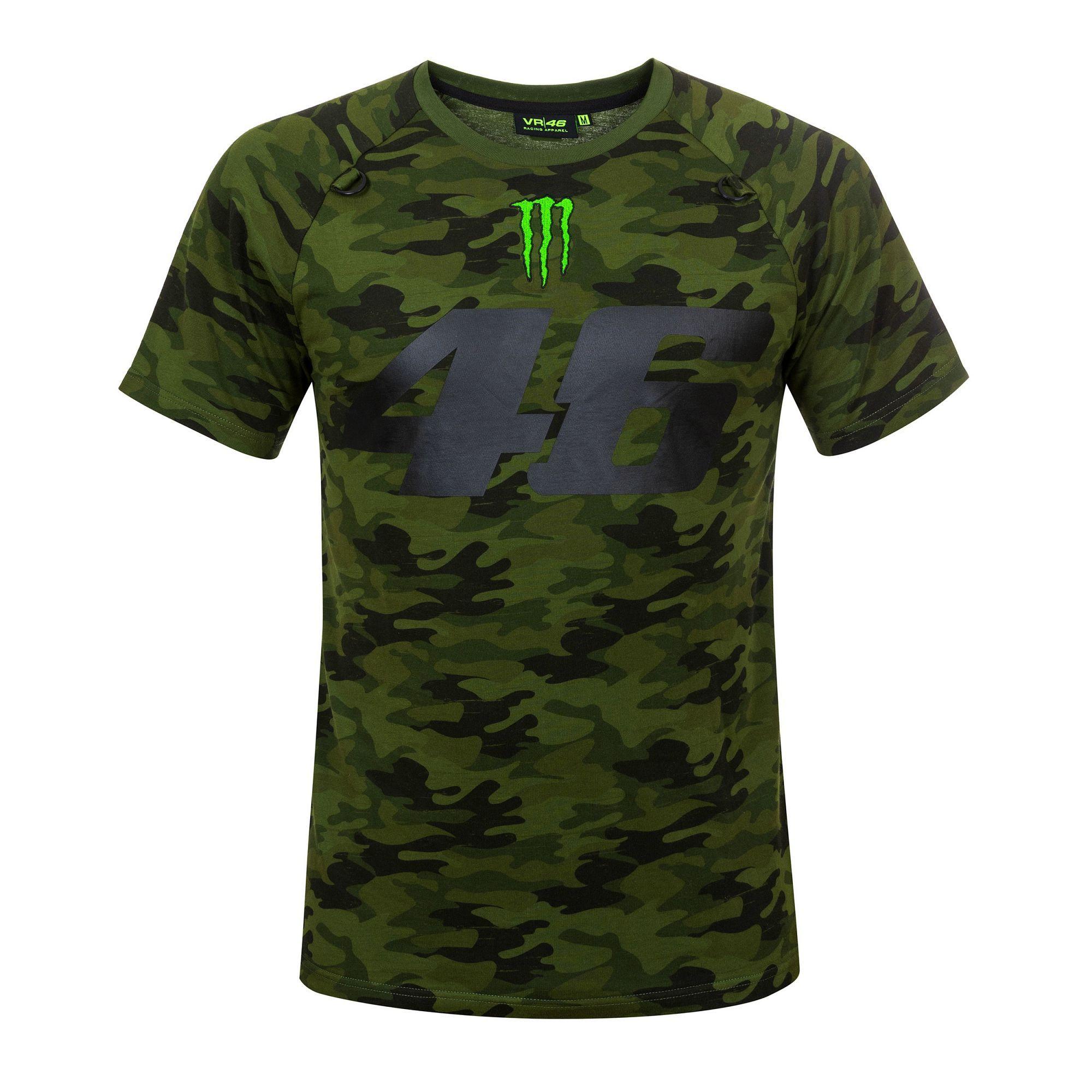 Camo Monster Energy Logo - 2018 VR46 Valentino Rossi #46 MotoGP Mens T-Shirt CAMO Monster ...