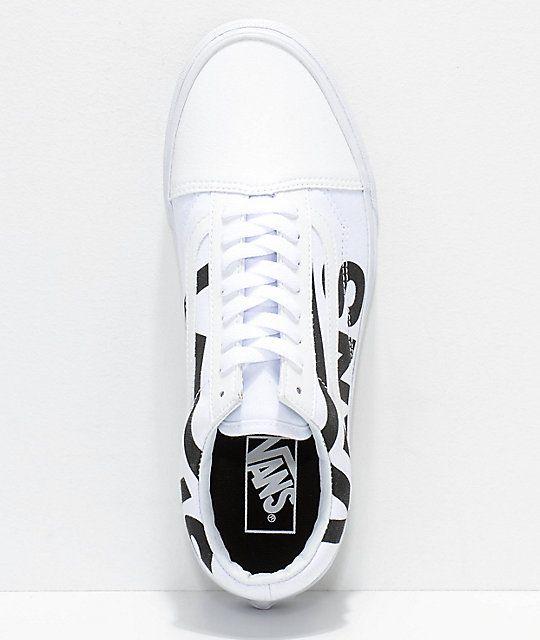 Black and White Vans Logo - Vans Old Skool Black Logo White Skate Shoes | Zumiez