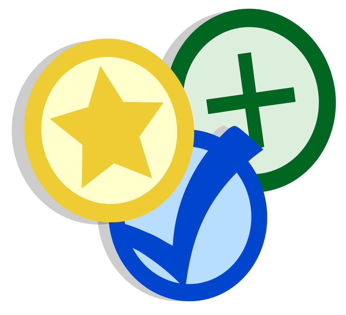 Blue and Yellow Star Logo - File:Yellow star, blue check, green plus.svg