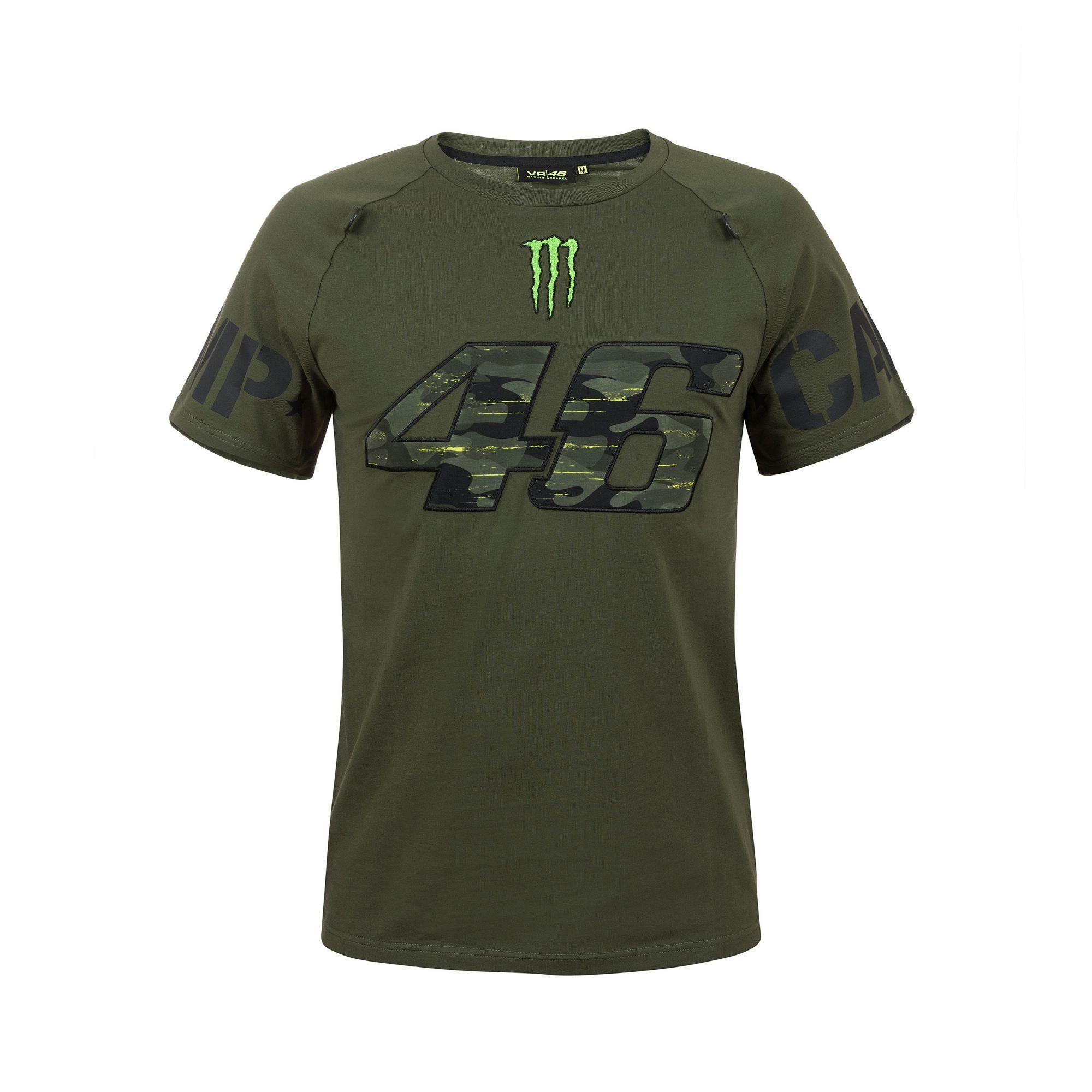 Camo Monster Logo - 2018 VR46 Valentino Rossi #46 Monster Energy Mens T-Shirt CAMO ...