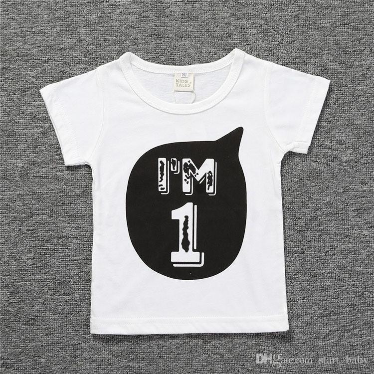 Six Letter Clothing Logo - 2019 Ins Hot Kids Age Printing T Shirt I'M 1 6 Letter Printing Short ...
