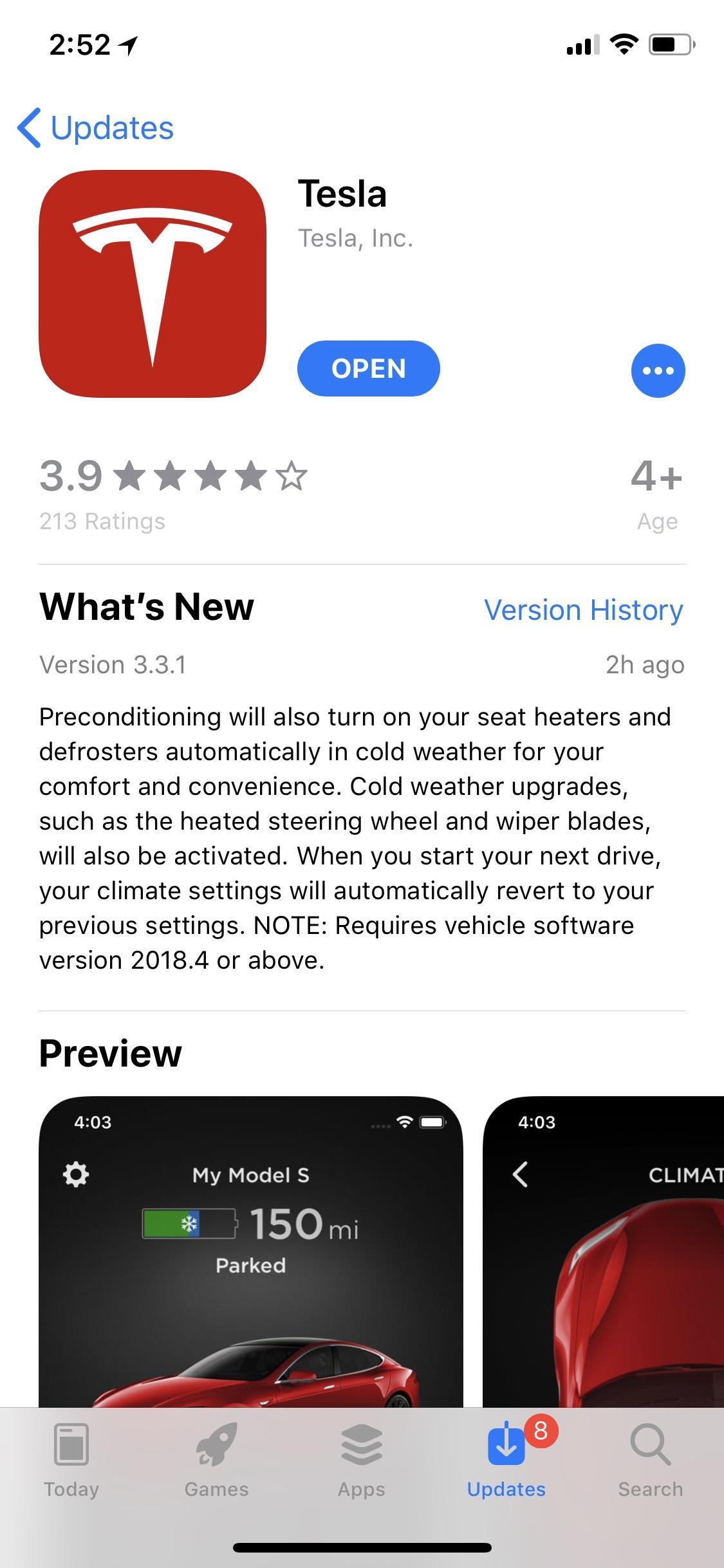 Tesla App Logo - Tesla app got updated for Cold Weather. Anyone on most recent