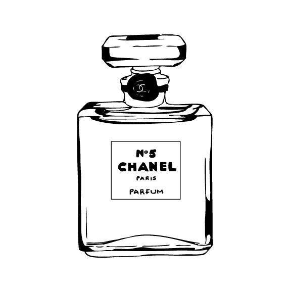 Black and White Chanel Logo - Chanel No5 Illustration Black & White Fashion by CathrynsDesigns