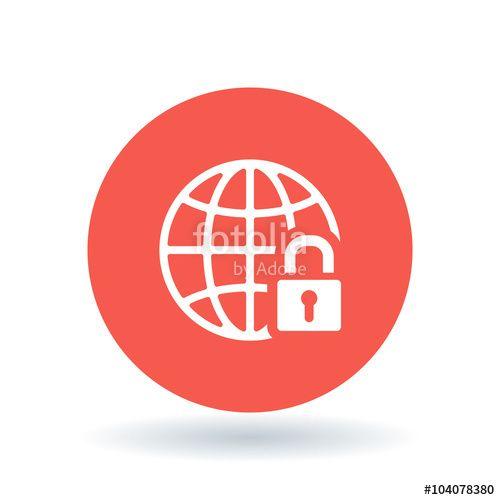 White Tent with Red Circle Logo - Secure internet icon. Globe with padlock sign. Secure globe symbol ...