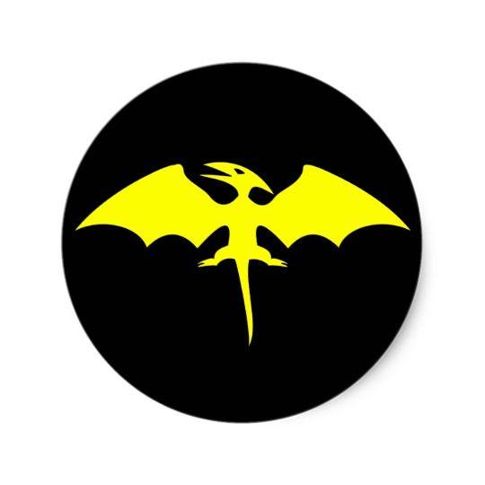 Pterodactyl Logo - Pterodactyl Dinosaur Superhero Logo Classic Round Sticker | Zazzle.com