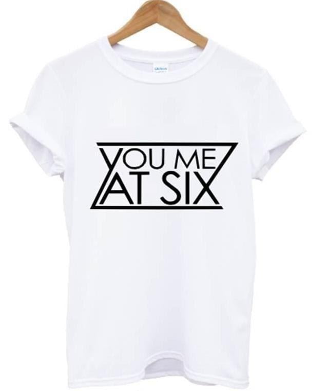 Six Letter Clothing Logo - New Arrival Women Tshirt YOU ME AT SIX Letters Print Cotton Casual ...