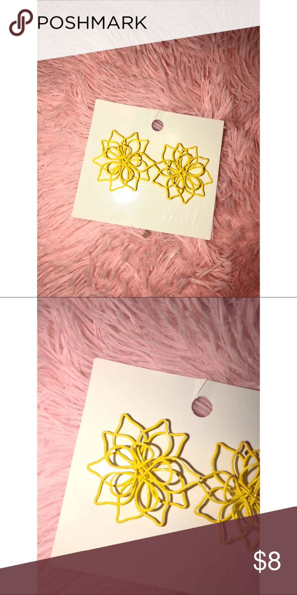 Yellow Flower Shaped Logo - H&M Earrings NWT. My Posh Closet. Earrings, Yellow