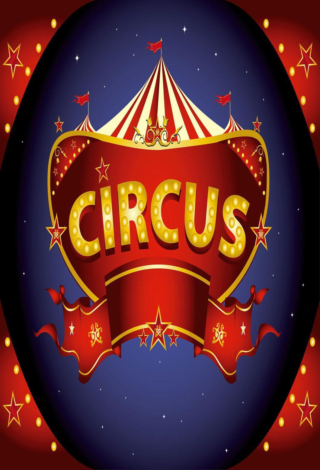 White Tent with Red Circle Logo - Red and White Stripe Circus Tent with Blue Backdrop for Photography