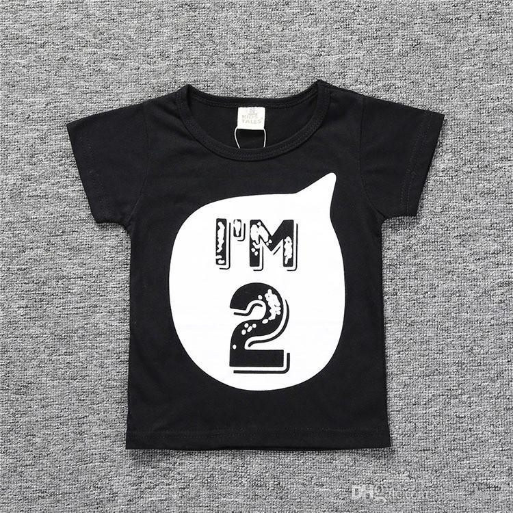 Six Letter Clothing Logo - Ins Hot Kids Age Printing T Shirt I'M 1 6 Letter Printing Short