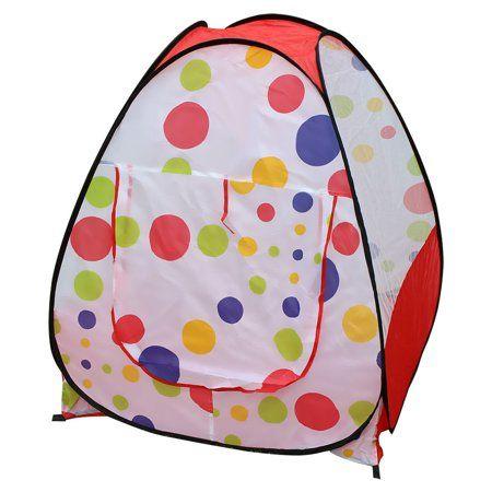 White Tent with Red Circle Logo - Indoor Dots Pattern Breathable Mesh Design Children Toy House Tent ...