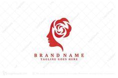 Woman Profile Red Logo - Rose Logo Designs for Inspiration. Rose Logo Designs