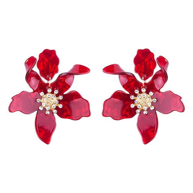 Yellow Flower Shaped Logo - MISANANRYNE 7 Colors Red Yellow Flowers Shaped Stud Earrings 2018
