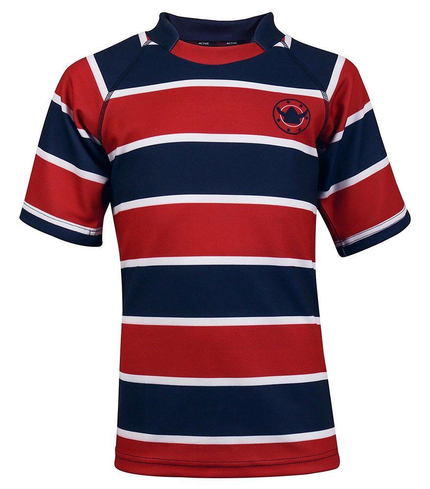 White with Red F Logo - RGY-39-DAN - Daneshill Rugby Shirt - Navy/Red/White/Logo - Games Kit ...