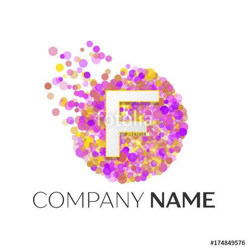 White with Red F Logo - Realistic Letter O logo with red, purle, yellow particles and bubble