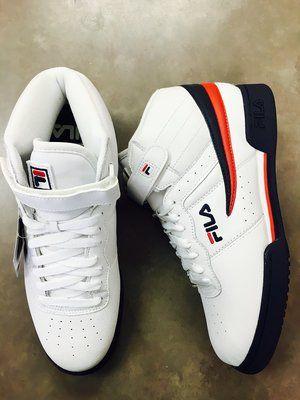 White with Red F Logo - Fila