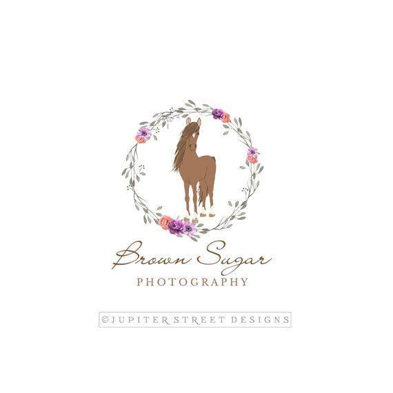 Horse Farm Logo - Horse Logo-Farm Logo-Ranch Logo-Wreath Logo-Flower | Etsy